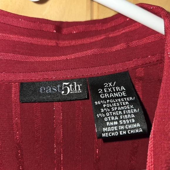 Womens East 5th Red Striped Metallic  Long Sleeve Button Down Fitted Shirt 2XL - Picture 3 of 8